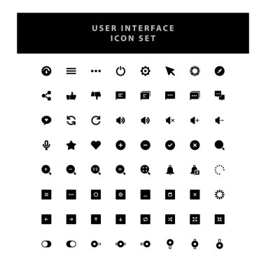Temel kullanıcı arayüzü vektör simgeleri kabartma biçimi tasarımı ile ayarlandı