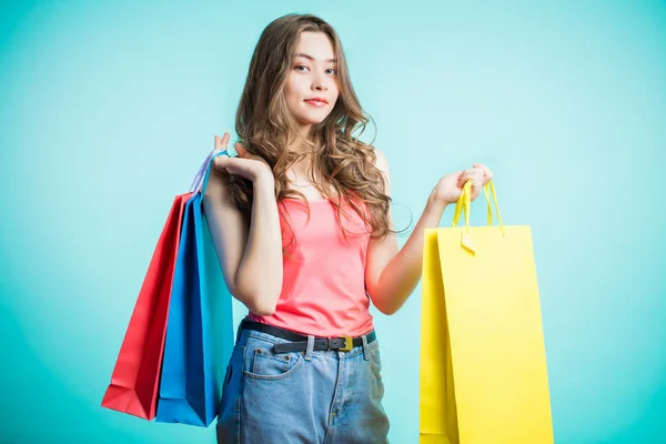 Woman in shopping. Happy woman with shopping bags. Youth, shopping, lifestyle