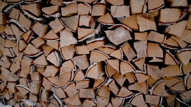 Фон из сухих рубленных дров — стоковое видео