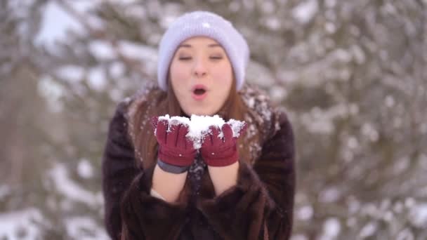 Mulher de Natal. Mulher de inverno. — Vídeo de Stock