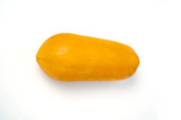 Deliciosa Papaya Amarilla Fresca Madura Aislada Sobre Fondo Blanco Una — Foto de Stock