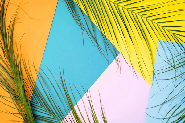 Лето Отпуск Туристическая Концепция Тропический Яркий Разноцветный Фон Окрашенными Экзотическими — стоковое фото