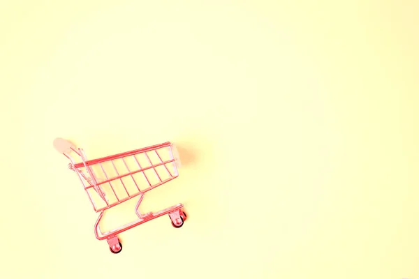 Top View Flat Lay Shot Shopping Cart Bright Background Copy — Stock Photo, Image