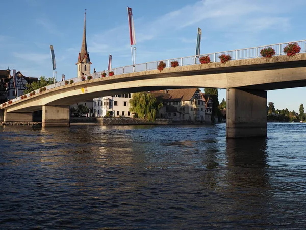 Road Bridge Rhine River European Stein Rhein Town Canton Schaffhausen — Stockfoto