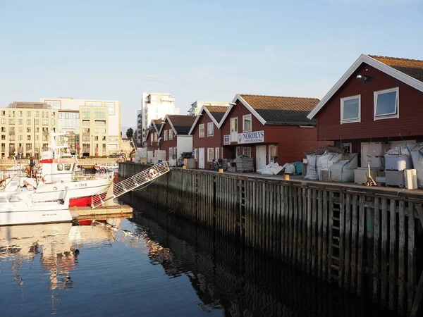 Bodo Norway July 2019 Red Wooden Houses Port Yachts Hotels — 图库照片