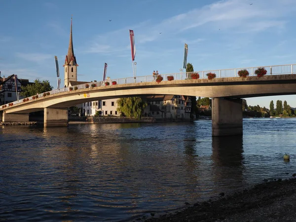 View Road Bridge Rhine River European Stein Rhein Town Canton — Stockfoto