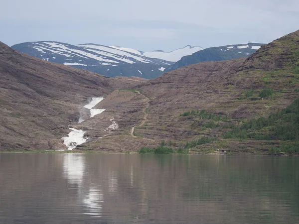 Svartisvatnet Lake Waterfall Landscapes European Svartisen Glacier Nordland County Norway — 스톡 사진