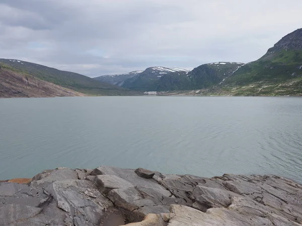 Austerdalsvatnet Lake Landscapes European Svartisen Glacier Nordland County Norway Cloudy — Stock Fotó