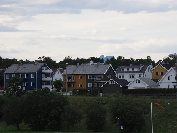 Houses European Bodo City Salten Region Norway Cloudy Sky 2019 — Stockfoto