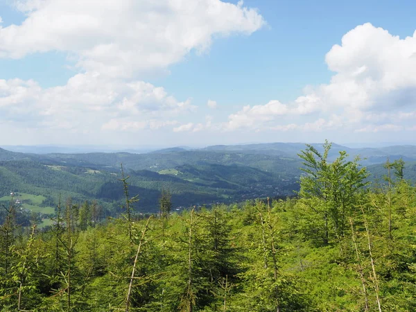 Beauty Panorama Silesian Beskids Mountains Range Landscapes Salmopol Pass European — Fotografia de Stock