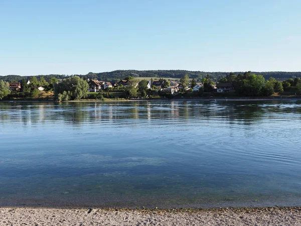 Desolate Rhine River Landscapes European Stein Rhein Town Switzerland Swiss — Stock Photo, Image