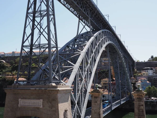 Double Deck Metal Bridge Douro River Ribeira Area European Porto — 图库照片