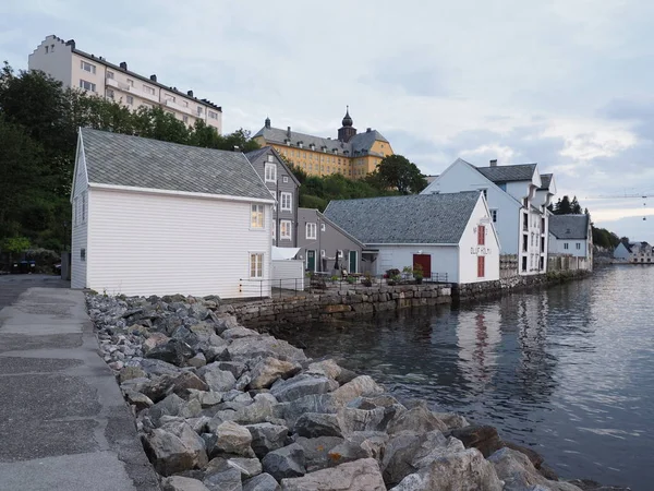 Alesund Norway July 2019 Rocky Waterfront European City Romsdal Region — 스톡 사진