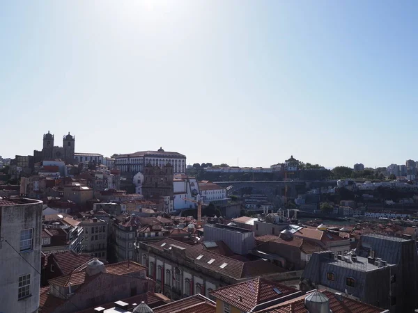 Panorama Czerwonych Dachów Historycznym Obszarze Ribeira Europejskiego Miasta Porto Portugalii — Zdjęcie stockowe