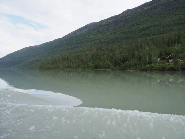 Slope Svartisvatnet Lakeside Landscapes European Svartisen Glacier Nordland County Norway — Stock Fotó