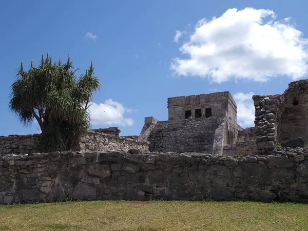 Scenic Archaeological Site Mayan Temple City Tulum Quintana Roo Mexico — 스톡 사진