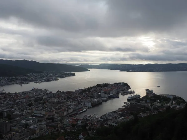 Landschap Van Europese Stad Bergen Fjord Het District Hordaland Noorwegen — Stockfoto