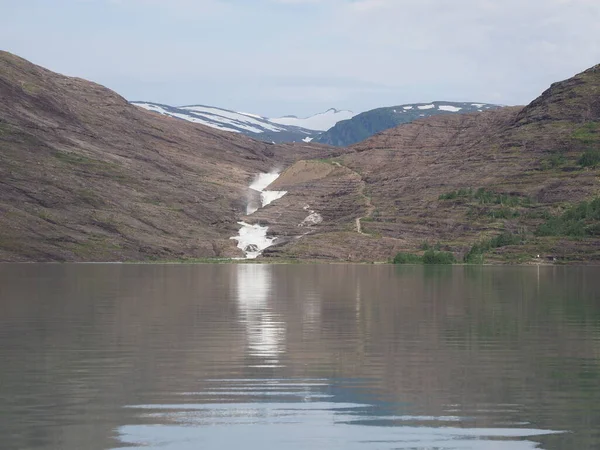 Fabulous Svartisvatnet Lake Waterfall Landscapes European Svartisen Glacier Nordland County — 스톡 사진