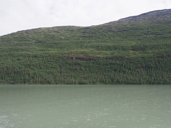 Desolate Mountain Slope Svartisvatnet Lake Landscapes European Svartisen Glacier Nordland — ストック写真
