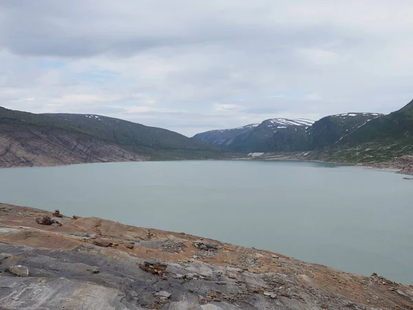 Desolate Austerdalsvatnet Lake Landscapes European Svartisen Glacier Nordland County Norway — 스톡 사진