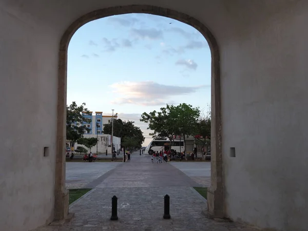 Gate San Francisco Campeche City Mexico 2018 Warm Day February — Stockfoto