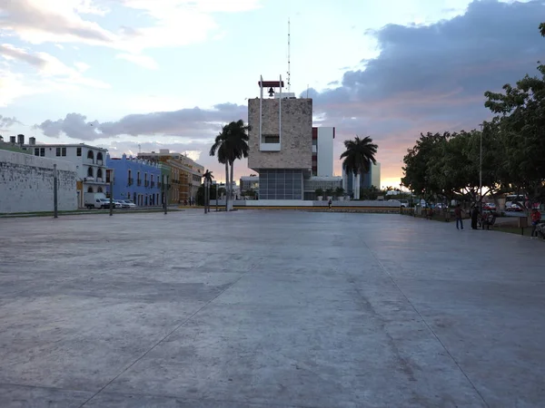 Square San Francisco Campeche City Mexico Cloudy Sky 2018 Warm — Stockfoto