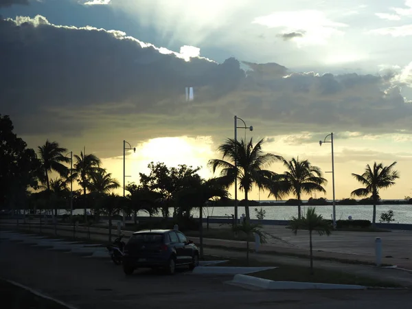 View Sunset Seen Square Bay Campeche City Mexico Pacific Ocean — 스톡 사진