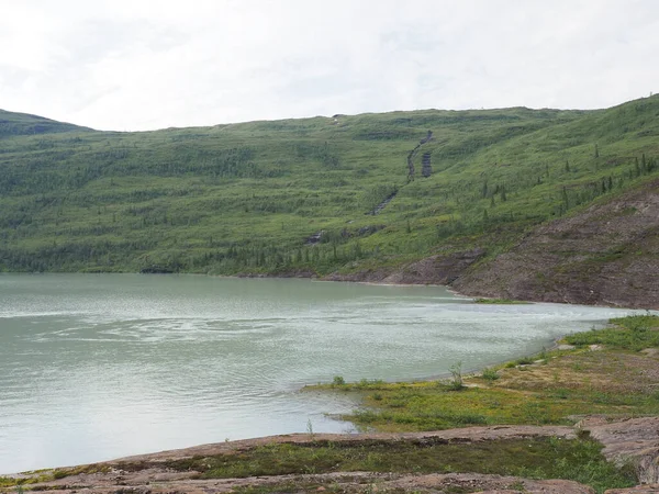 Vue Désolée Sur Les Paysages Lacustres Svartisvatnet Près Glacier Européen — Photo