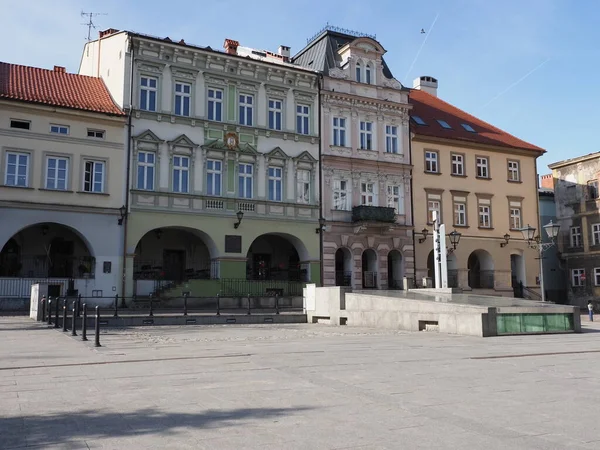 Színes Régi Házak Piactéren Bielsko Biala Európai Városban Lengyelországban Tiszta — Stock Fotó