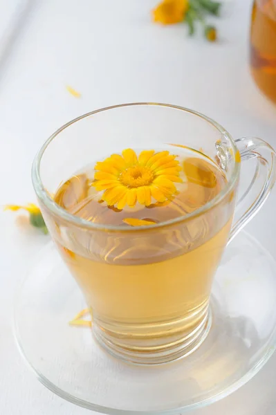 Herbal calendula tea — Stock Photo, Image