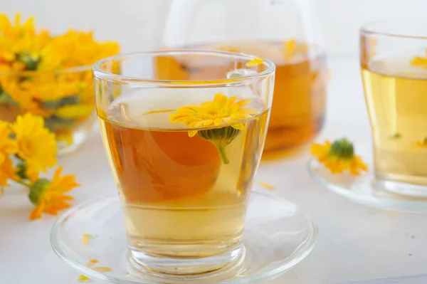 Herbal calendula tea — Stock Photo, Image