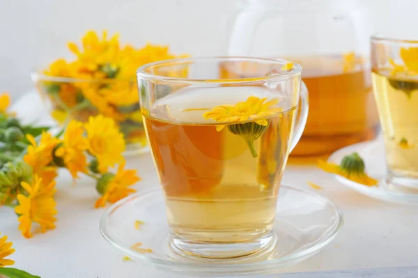 Herbal calendula tea — Stock Photo, Image