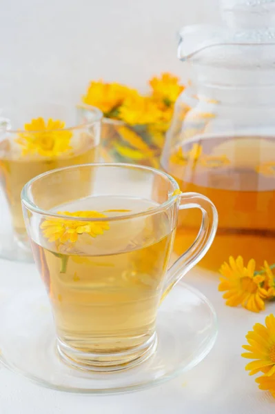 Calendula gyógynövény tea — Stock Fotó