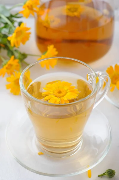 Herbaty ziołowe nagietka — Zdjęcie stockowe