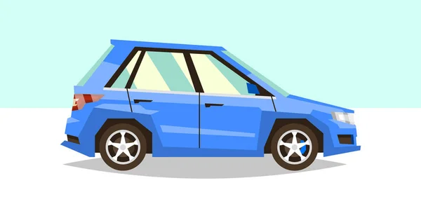 Carro azul SUV. Vista lateral. Transporte para viagens. Motor a gás. Rodas de liga. Ilustração vetorial. Estilo plano —  Vetores de Stock