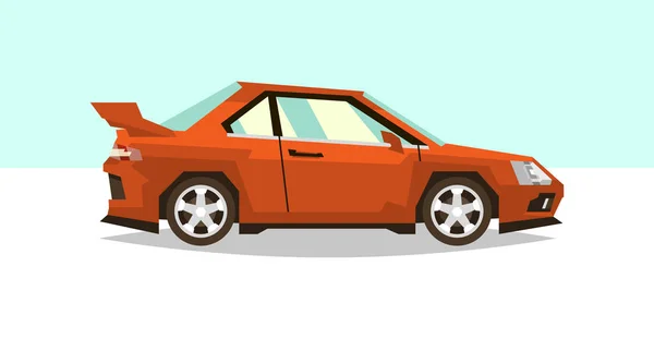 Um roadster de carros. Vista lateral. Transporte para viagens. Motor a gás. Rodas de liga. Ilustração vetorial. Estilo plano —  Vetores de Stock