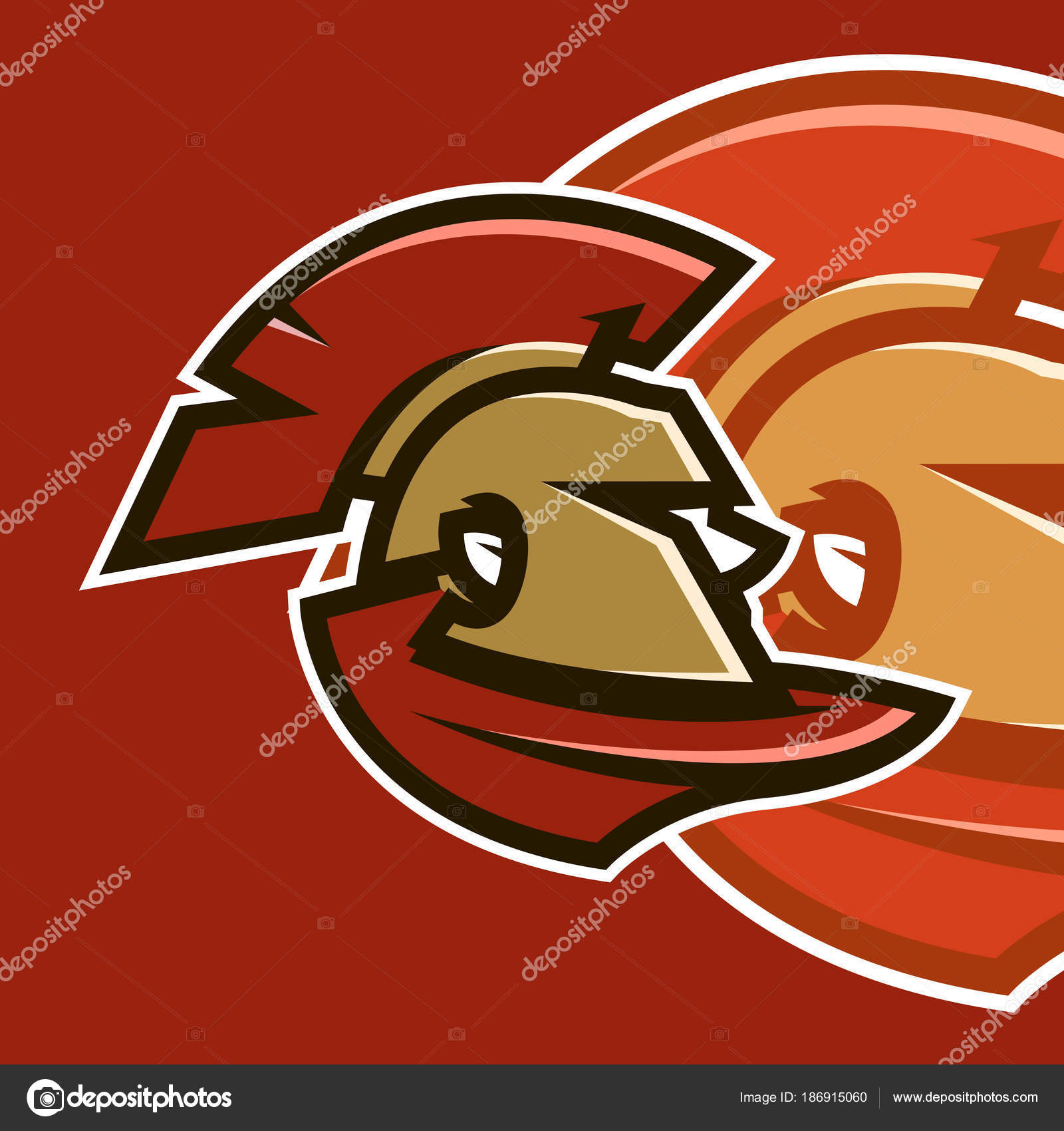 Vektör çizim, spor logosu. Spartalı savaşçı, defender ...