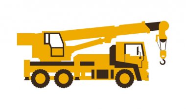 Simge kamyon vinç. İnşaat Makinaları. Vektör çizim. Şık stili.