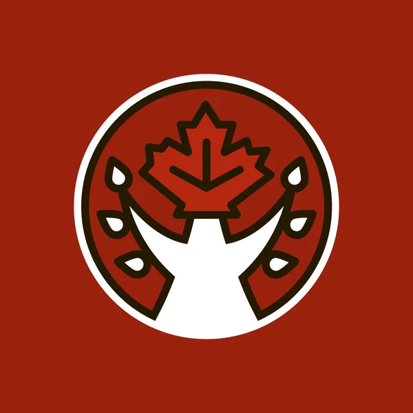 Baum und kanadisches Ahornblatt. Logo, Symbol — Stockvektor