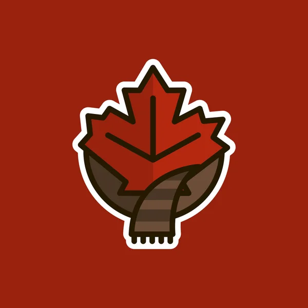 Kanadischen Ahornblatt gewickelten Schal. Logo, Symbol — Stockvektor