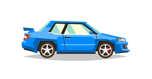 Um roadster azul. Vista lateral. Transporte para viagens. Motor a gás. Rodas de liga. Ilustração vetorial. Estilo plano —  Vetores de Stock