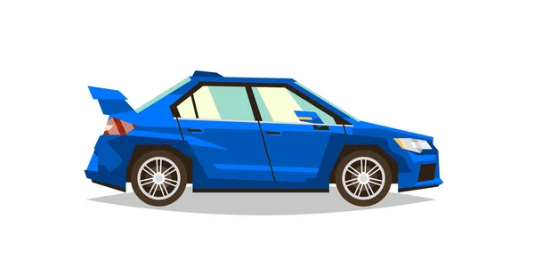 Carro azul sedan. Vista lateral. Transporte para viagens. Motor a gás. Rodas de liga. Ilustração vetorial. Estilo plano —  Vetores de Stock