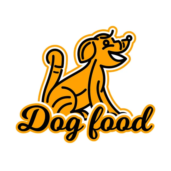 Logotipo sobre o tema da comida para cães. Cão de raça pura no perfil. Animal de estimação. Ilustração vetorial. Estilo de linha — Vetor de Stock