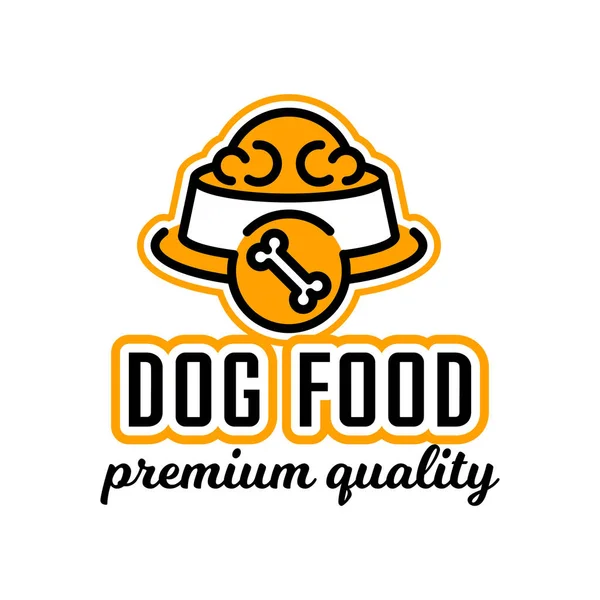 Logotipo sobre o tema da comida para cães. Tigela cheia de comida de estimação. sinal de ossos. Ilustração vetorial. estilo linear — Vetor de Stock