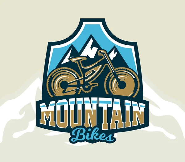 Emblema de la bicicleta y las montañas — Archivo Imágenes Vectoriales