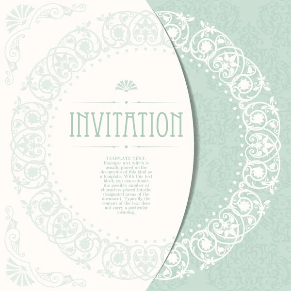 Retro Invitation or wedding card with damask background and elegant floral elements — Stock Vector