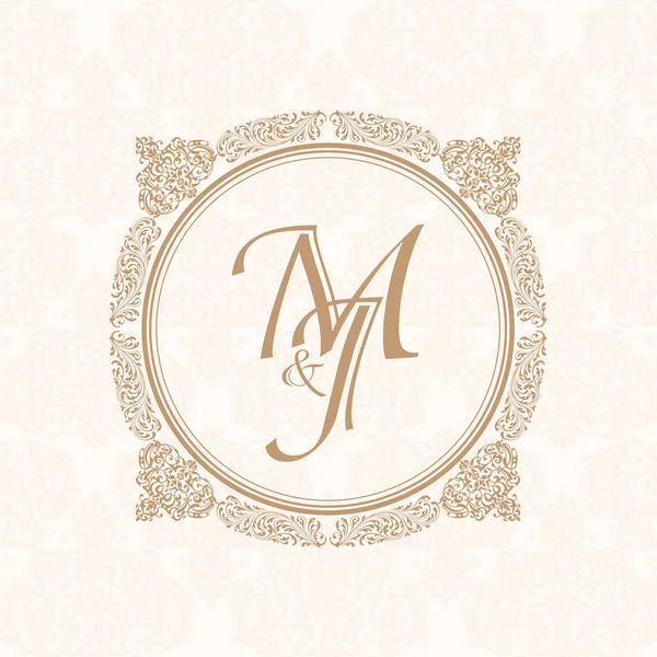 Modelo de design de monograma de contorno floral elegante para uma ou duas letras. Monograma de casamento. Sinal de negócios, identidade monograma para restaurante, boutique, hotel, heráldico, jóias . — Vetor de Stock