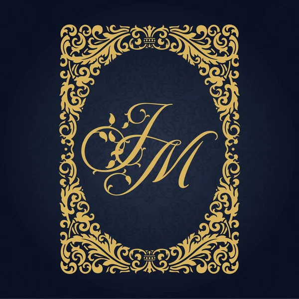 Modèle élégant de monogramme de contour floral pour une ou deux lettres. Monogramme de mariage. Signe d'affaires, identité monogramme pour restaurant, boutique, hôtel, héraldique, bijoux . — Image vectorielle