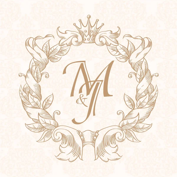 Elegáns virág kontúr monogram tervezési sablon egy vagy két betű. Esküvői monogram. Üzleti jel, monogram identitás, étterem, butik, hotel, heraldikai, ékszerek. — Stock Vector