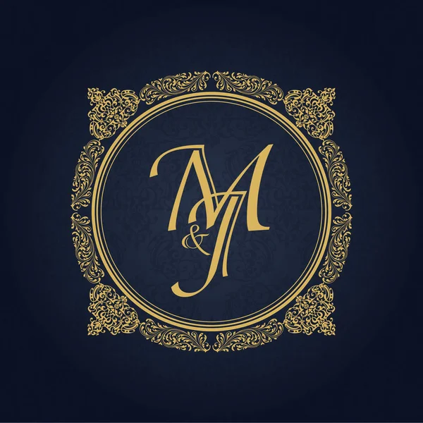 Elegant blommig kontur monogram formgivningsmall för en eller två bokstäver. Bröllop monogram. Business tecken, monogram identitet för restaurang, butik, hotell, heraldiska, smycken. Vektorgrafik